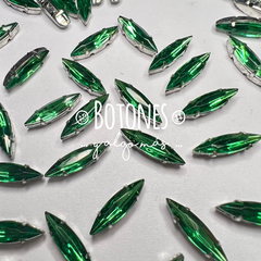 NAVETTE - GEMA VERDE ENGARZADA- 4 X 15MM (COD:294) NLT
