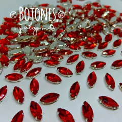 NAVETTE-GEMA ROJO ENGARZADA- 7 X15MM- (COD:460)