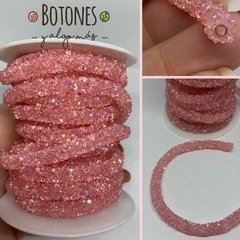TUBO CORDON DE SILICONA CON GLITTER 5MM - ROSA- (COD:448)