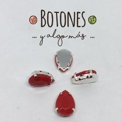 GOTA GRANDE- GEMA ROJA ENGARZADA-10x14mm (Cod:843) - comprar online