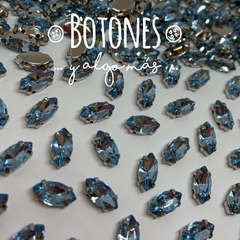 NAVETTE MINI-GEMA CELESTE ENGARZADA- 5X10MM- (COD:022) AZUL CLARO