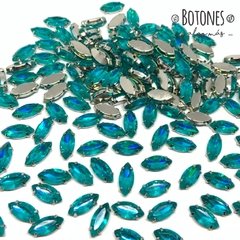 NAVETTE-GEMA RESINA VERDE TORNASOL AB ENGARZADA- 7 X15MM- (COD:509) RS AB