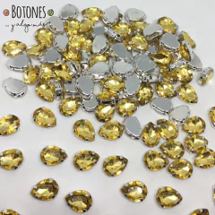 GOTA GRANDE- GEMA CHAMPAGNE ENGARZADA- 10x14mm (Cod:878)