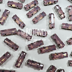 BAGUETTE - RECTANGULAR 5 X 15MM- GEMA ROSA OPAL ENGARZADA (COD:2580) OPL