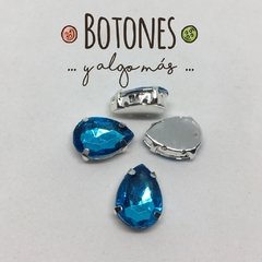 GOTA GRANDE - GEMA CELESTE ENGARZADA - 10 X 14MM (COD:818) - comprar online