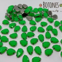 GOTA GRANDE - GEMA VERDE RESINA NEON ENGARZADA- 10 X 14MM- (COD:999) RS NEON - comprar online