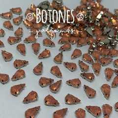 GOTA CHICA - GEMA SALMON OPAL ENGARZADA - 6 X 10MM (COD:581) OPL