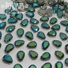 GOTA GRANDE- GEMA VERDE RESINA TORNASOL AB ENGARZADA- 10X14MM (COD:551) RS AB - comprar online
