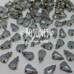 GOTA MEDIA- GEMA RESINA ENGARZADA BLANCO opal - 8 X 13MM (COD:978) RS OPL