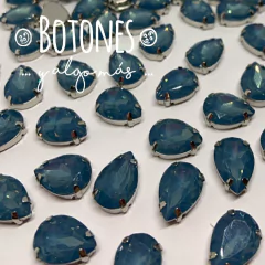 GOTA GRANDE- GEMA AZUL OPAL ENGARZADA- 10X14MM (COD:431) OPL