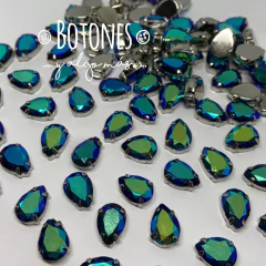 GOTA GRANDE- GEMA AZUL BLACK TORNASOL AB ENGARZADA- 10X14MM (COD:312) RS AB - comprar online