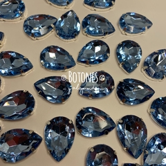 GOTA GRANDE XXXL - GEMA CELESTE ENGARZADA - 18 X 25MM (COD: 2040) AZUL CLARO