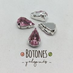 GOTA CHICA - GEMA ENGARZADA ROSA - 6 X 10MM (COD:813) - comprar online