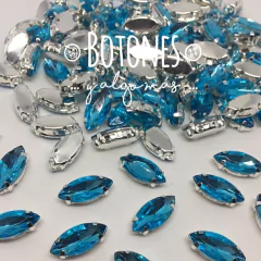 NAVETTE - GEMA CELESTE ENGARZADA - 7 X 15MM (COD:815)