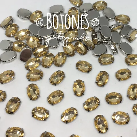 GEMA OVAL CHAMPAGNE ENGARZADA - 10 X 14 MM (COD:919)