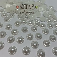 MEDIA PERLA CON BORDE  - BLANCO- 10MM (COD:369) - comprar online