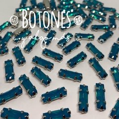 BAGUETTE - RECTANGULAR 5 X 15MM- GEMA AZUL CARIBE OPAL ENGARZADA (COD:441) OPL