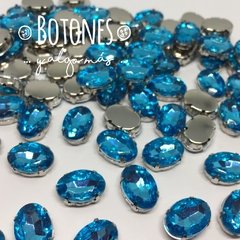 GEMA OVAL CELESTE ENGARZADA - 10 X 14 MM (COD:942)
