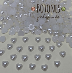 MEDIA PERLA CORAZON - BLANCO- 8MM (COD:1070) - comprar online