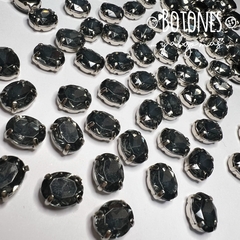 GEMA OVAL GRIS ENGARZADA - 8 X 10MM (COD: 2121)