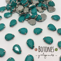 GOTA GRANDE- GEMA VERDE MENTA ENGARZADA-10x14mm (Cod:837)