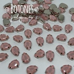 GOTA GRANDE - GEMA ROSA CLARO RESINA MOKA ENGARZADA- 10 X 14MM- (COD:592) RS MK