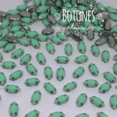 NAVETTE MINI-GEMA VERDE AGUA ENGARZADA- 5X10MM- (COD:1183) NLT