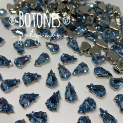 GOTA MEDIA- GEMA ENGARZADA CELESTE - 8 X 13MM (COD:320) AZUL CLARO