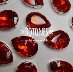 GOTA GRANDE XXXL - GEMA ROJO ENGARZADA - 18 X 25MM (COD: 2531)
