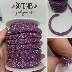 TUBO CORDON DE SILICONA CON GLITTER 5MM - LILA- (COD:449)