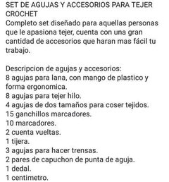 Set de agujas y accesorios para crochet - comprar online