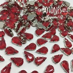 GOTA MEDIA- GEMA RESINA ENGARZADA ROSA - 8 X 13MM (COD:961) RS OPL