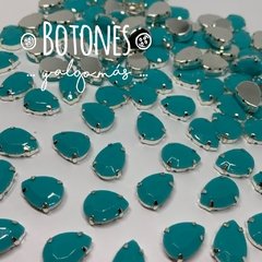 GOTA GRANDE - GEMA VERDE AGUA ENGARZADA - 10 X 14MM (COD:844)