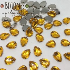 Gota Grande XXL - Gema Naranja Engarzada - 13 x 18mm (Cod:900) - comprar online