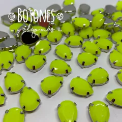 GOTA GRANDE - GEMA AMARILLO RESINA NEON ENGARZADA- 10 X 14MM- (COD:500) RS NEON