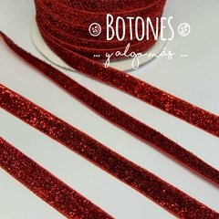 CINTA CON BRILLOS ROJO - 10MM- (COD: 481) en internet