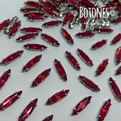NAVETTE - GEMA ROJO INTENSO OPAL ENGARZADA- 4 X 15MM (COD:1231) RS OPL