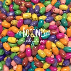 Cuenta de madera - Multicolor Oval- 7mm (Cod:302)