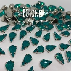 GOTA MEDIA- GEMA RESINA ENGARZADA VERDE ESMERALDA opal - 8 X 13MM (COD:977) RS OPL - comprar online