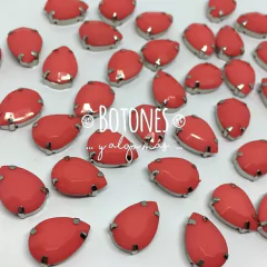 GOTA GRANDE - GEMA CORAL ENGARZADA - 10 X 14MM (COD:956) NLT OPK