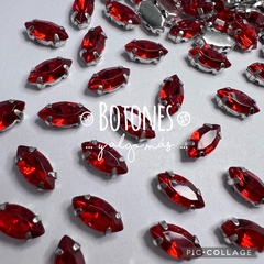 NAVETTE MINI-GEMA ROJO ENGARZADA- 5X10MM- (COD:2292) NLT