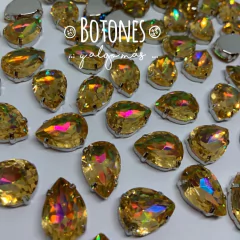 GOTA GRANDE XXL - GEMA RESINA TOPAZ TORNASOL AB ENGARZADA -13x18mm (COD:546) RSN AB