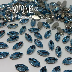 NAVETTE-GEMA CELESTE ENGARZADA- 7 X15MM- (COD:323) AZUL CLARO