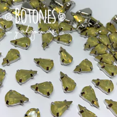 GOTA MEDIA- GEMA RESINA ENGARZADA AMARILLO opal - 8 X 13MM (COD:321) RS OPL