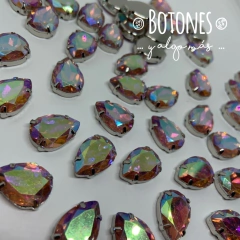 GOTA GRANDE XXL- GEMA ROSA RESINA TORNASOL AB ENGARZADA- 13X18MM (COD:1217) RS AB