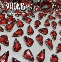 GOTA MEDIA- GEMA RESINA MATE ROJO ENGARZADA - 8 X 13MM (COD:1045) RS-M