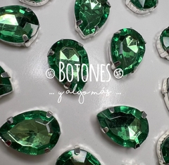 GOTA GRANDE XXL - GEMA VERDE ENGARZADA - 13 X 18MM (COD: 2527)