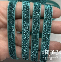 CINTA CON BRILLOS TURQUESA - 10MM- (COD: 1025)