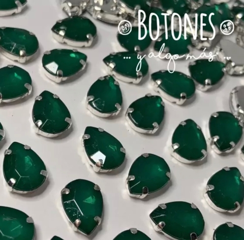 GOTA GRANDE XXL - GEMA ENGARZADA VERDE- 13 X 18MM (COD: 2409)