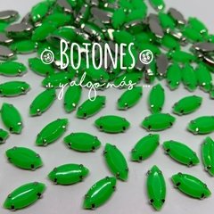NAVETTE - GEMA VERDE RESINA NEON ENGARZADA - 7 X 15MM (COD:979) RS NEON